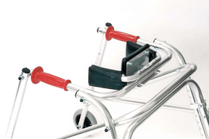 EA2 Extensor Assist Center Pad and PS2 pelvic Stabilizer side pads on a W2B walker.